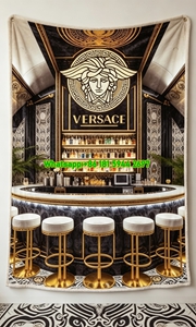 Black Gold Versace Luxury Bar Printed Flannel Throw Blanket IMG_1399